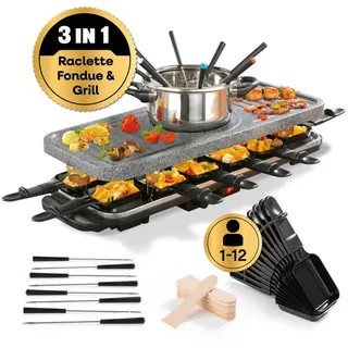 GOURMETmaxx Raclette und Fondue-Set 12 Personen GRANITlook schwarz