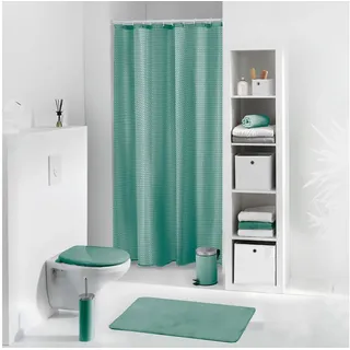 Sanixa Duschvorhang super weich, kein kleben an Wanne oder Körper, Duschvorhang Textil 180x200 cm Grün oder Gelb Jaquard Muster grün