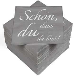 heku 100 Servietten, 3-lagig, 33x33cm, Schön dass du da bist I Saugstark und praktisch verpacktI Ideal für besondere Anlässe