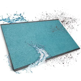 Floordirekt Schmutzfangmatte auf Maß, 120 x 150 cm, Türkis, Fußmatte, Türmatte Eingangsbereich, Fußabtreter, Türvorleger, Sauberlaufmatte, Meterware, Mono