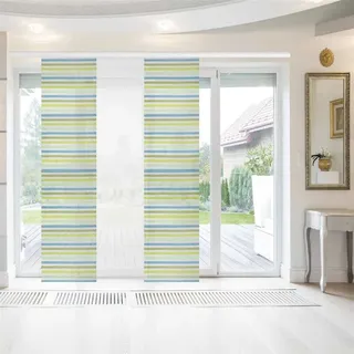 BestLivings Schiebegardine Elena 3er Set Gestreift mit Zubehör Petrol Grün