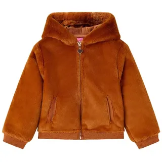 vidaXL Kinder-Kapuzenjacke Kunstpelz Cognac 92