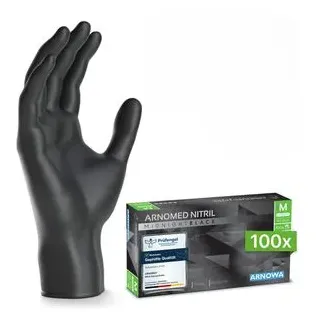 arnomed CLASSIC Nitril Midnight Black, Nitrilhandschuhe schwarz, puderfrei 8/M