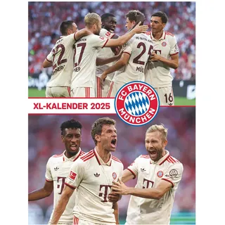 N NEUMANNVERLAGE - FC Bayern München 2025 Posterkalender, 48x64cm, Fußball-Kalender mit Motiven der Stars, Fan-Kalender mit Fußball-Highlights, Spiralbindung und internationales Kalendarium
