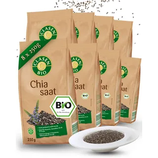 8x CLASEN BIO Chiasamen, bio, stark quellend, vegan und glutenfrei - 250g