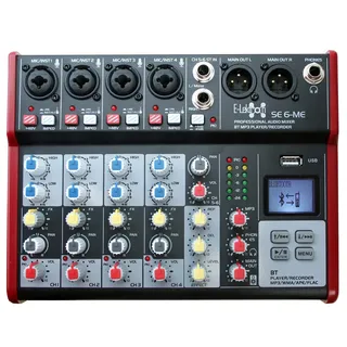 E-Lektron Live Mischpult Mixer + Stereo USB/Bluetooth/Soundkarte, inkl. Phantom (SE-6-4-Kanal + Stereo)