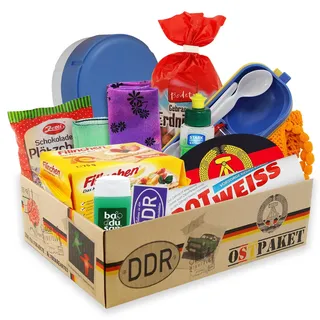 Ostpaket Kultprodukte klein mit 12 typischen Produkten der DDR Geschenkidee Spezialitäten Spezialitätenpaket Intershop Ostprodukte Geschenkset