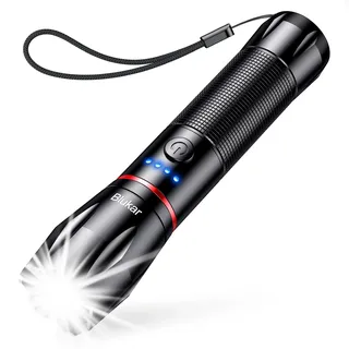 Blukar LED Taschenlampe Aufladbar, 2000L Extrem Helle Zoombares Taschenlampen mit 5 Lichtmodi und Langer Betriebsdauer, IPX6 Wasserdichte Handlampe für Camping, Wandern, Angeln, Outdoor, Notfäll