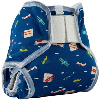 Popolini PopoWrap Blue Planes atmungsaktive Überhose Einfach und stufenlos schließbar mit Auslaufschutz (L - 9-15 kg)