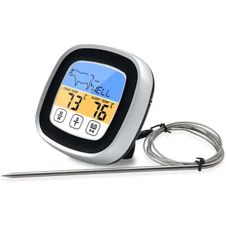 Digitales Fleischthermometer, großes LCD-Digital-Koch-Lebensmittel-Fleisch-Räucherofen-Küche-BBQ-Grill-Thermometer Sofort ablesbares digitales Fleischthermometer(Schwarz)