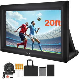 Vevor aufblasbare Filmleinwand Projektion Beamer Leinwand aus 600D, Projektionsleinwand mit tragbarer Aufbewahrungstasche, 16:9, Filmprojektion für Heimkino Mottoparty Poolspaß (513 x 185 x 330 cm)