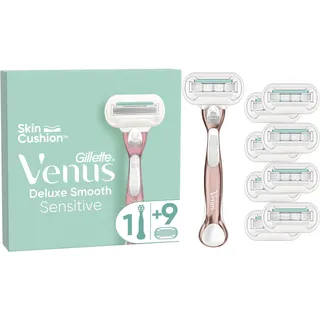 Gillette Venus Deluxe Smooth Sensitive Handstück + Rasierklingen 9 St.  