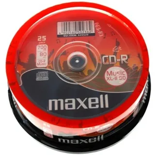 Maxell CD-Rohling 25 Maxell Rohlinge CD-R Audio 80 Minuten Musik Spindel