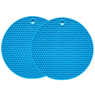 Silikon-Topfuntersetzer 2er-Set 18cm - rutschfest, BPA-frei, Hitzebeständig -40°C bis 240°C(Blau)
