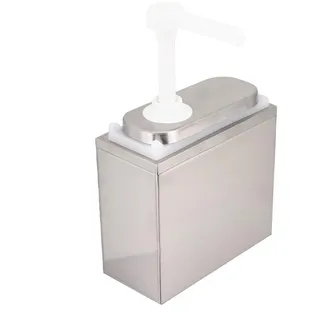 Edelstahl-Gewürzspender mit PP-Kunststoffpumpe, Saucenspender für Ketchup, Mayonnaise, Steaksauce, Dessertsirup, Essig, Öl, Sojasauce (2L mit Sockel)