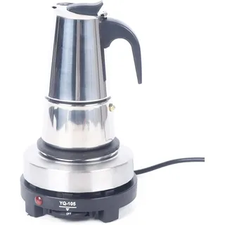 500W Elektrisch Espressokocher Edelstahl Kaffeekanne 200ml 4 Tassen Mokkakanne Elektrisch Kaffeekocher Elektrische Espressokanne mit Sicherheitsventil Espresso Maker für Küchen, Cafés, Büros