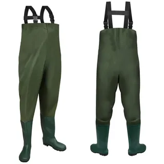 Clanmacy Schutzhose Wathose Anglerhose Wasserdicht Fischer Teichhose Gummi mit Stiefel 46/47
