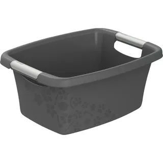 ROTHO Wäschewanne Rotho Wäschewanne Flowers 12 L anthrazit 39,5 x grau