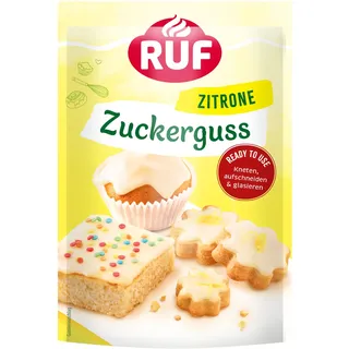 RUF Zuckerguss Zitrone, sofort anwendbar als Glasur für Kuchen und Gebäck, fruchtig frischer Zitronen-Geschmack, 1 x 150g