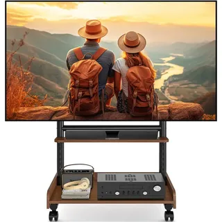 TVON TV-Ständer TV Rollwagen Für 40 bis 86 Zoll Fernseher bis zu 68 KG Max, (bis 86 Zoll, 1-tlg., rollbar, VESA 600x400 mm) braun