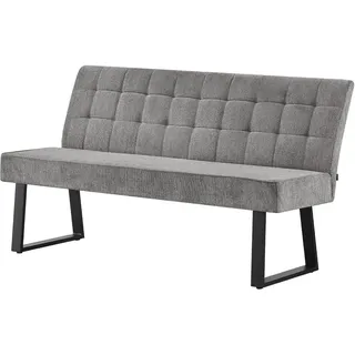 DUBI Möbel Sitzbank Emma, Esszimmerbank 160 cm mit Rückenlehne gepolstert mit Federkern für Esszimmer, Flur, Garderobe mit Metallgestell, modern Design, Grau, 21301-160-KI454-01