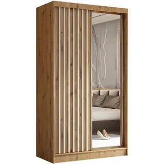 beautysofa Schwebetürenschrank HELIX II 120 x 216 x 61 cm Braun/Weiß