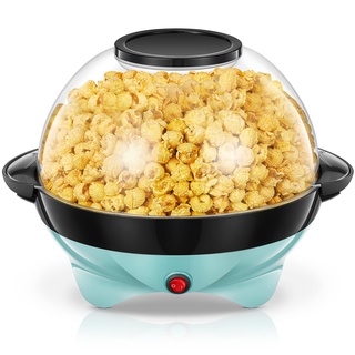 FOHERE Popcornmaschine,5.5L Popcorn Maker für Zuhause,Popcorn Machine mit Zucker, Butter, Antihaftbeschichtung und Abnehmbares Heizfläche, Stille und Schnelle, Großer Deckel als Servierschale