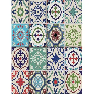 FoLIESEN - Fliesenaufkleber | selbstklebende Fliesen-Folie für Bad & Küche | Deko Klebe-Folie für Wandfliesen Küchenrückwand & Bordüren | Patchwork No.3, .:15x20 cm / 16-tlg. Set