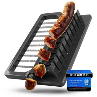 Curry Master Wurstschneider Currywurstschneider Bratwurstschneider für Zuhause, Manuell, Spühlmaschinenfest, Ultra-Scharfe Edelstahlklingen schwarz