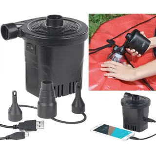 Infactory 2in1-Akku-Luftpumpe mit Powerbank-Funktion & USB-Ladekabel, 250 l/Min