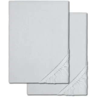 Spannbettlaken Winterflausch silber grau 90 x 190 - 100 x 200 cm Doppelpack