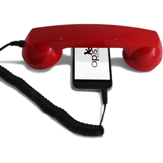Opis 60s Micro: Retro Telefonhörer für Handy mit USB-C Adapter als Retro Headset für Android Smartphone und für iPhone 15 und Neuer in Rot