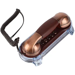 Antikes Vintage Retro Ergonomisches Wandtelefon Humanisiertes schnurgebundenes Telefon Festnetz-Modetelefon für das Home Hotel Metalltextur & Verschleißfestigkeit (Rotes Kupfer)