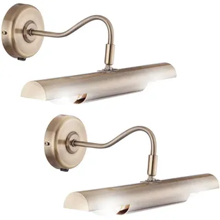 GLOBO Bilderleuchte Wand messing Gemäldeleuchte altmessing Spiegelleuchte Metall, beweglicher Spot mit Schalter, 36,5 cm, 2er Set