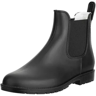 RL24 - Winter Jodhpur Gummistiefeletten Basicline – Gummistiefel Damen & Herren – wasserdichte Stiefeletten mit Teddyfutter – Regenstiefeletten in schwarz – Chelsea Boots in Größe 41 - 41 EU