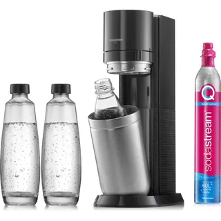 Sodastream Duo schwarz + 2 Glaskaraffen + Zylinder