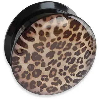 viva-adorno Plug 1 Stück Flesh Plug Ohr Leo Tunnel Acryl Leopardenmuster Leoprint, Leopard Schraubverschluss Innengewinde braun 4mm
