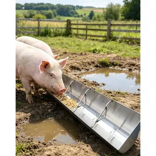 Elitix Schweinetrog Futtertrog für Schweine Im Außenbereich mit Trennwänden, Ferkeltrog (Keine Installation Erforderlich), Futtertrog für Ziegen(1 Pack,39.4 inch Long with 5 bit)