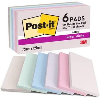 Post-it Post-it® Super Sticky Notes Soulful Collection Haftnotizen extrastark farbsortiert, 6 Blöcke