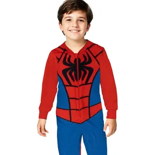 UNITED LABELS Marvel Spiderman Jumpsuit für Jungen - Overall Kinder Pyjama Schlafanzug Langarm Rot/Blau (DE/NL/SE/PL, Numerisch, 122, 128, Regular, Rot/Blau) - 122-128