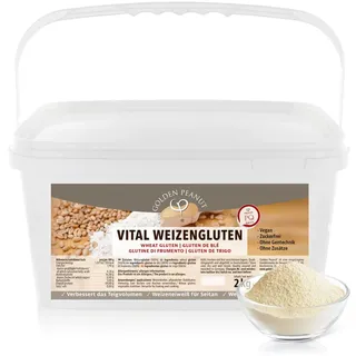 GOLDEN PEANUT Vital Weizengluten 2 kg - rein pflanzlich, Weizeneiweiß, Seitan, Backen, Kochen