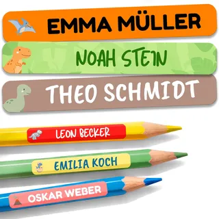 Namensaufkleber Kinder 47x7 mm [75 Stück] – Namensschilder für Stifte & Gegenstände waschmaschinenfest & wasserfest – Personalisierte Namensetiketten für Kita & Schule, Kleidung