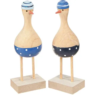 Holz Deko Möwen Blau Dunkelblau 14cm Set 6 Maritime Figuren, 6 Stück