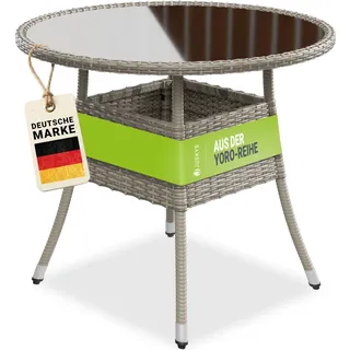 Juskys Yoro Polyrattan Gartentisch rund Ø 80 cm Grau