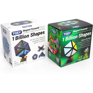 TOSY Magnet Pyramid – 1 Würfel Wird zu 1 Milliarde Formen, 12 Teile, 243 Magnete, leuchtendes holografisches Magnet-Puzzle STEM/STEAM-Spielzeug, gemischtes Set