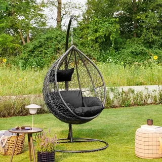 Home Deluxe Polyrattan Hängesessel Cielo - Schwarz,