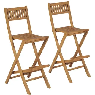 vidaXL Klappbare Garten-Barhocker 2 Stk.  Massivholz  Teak Braun