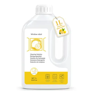 1L reinigungslösung für ECOVACS winbot Fensterputzroboter:Zitronenduft | Lösung Streifenrückstände – Tensidformel löst Kalk und Schmutz – ideal für tägliche Fensterputzroboter-Reinigung