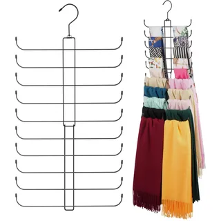 ZEDODIER Schal-Organizer, Schal-Kleiderbügel für Schrank, drehbarer, Stabiler Hijab-Halter für 40 Schals, platzsparende Schrank-Organizer und Aufbewahrung, schwarz, 2 Stück
