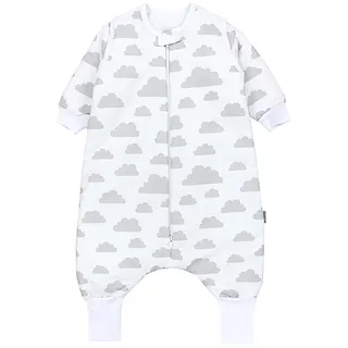 TupTam Baby Schlafsack mit Beinen und Ärmeln OEKO-TEX zertifizierte Materialien, Winterschlafsack 2,5 TOG Unisex, Farbe: Wolken Grau, Größe: 68-74 - 68-74